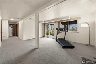 The huge downstairs bonus room also has glass doors to the backyard and patio.