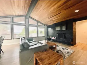 Vaulted living room gives great light