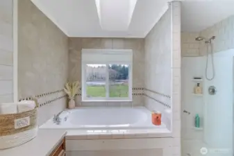 On suite bath in Primary bedroom - soaking tub with a view