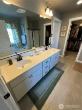 Master bath with double sinks.