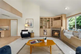 Cozy gas fireside family room.