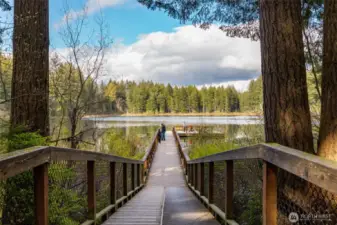 Yellow Lake in Klahanie has a dock to watch the ducks and 1.25 miles of trails to hike