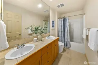 Full bathroom with practical layout serving upstairs bedrooms efficiently.