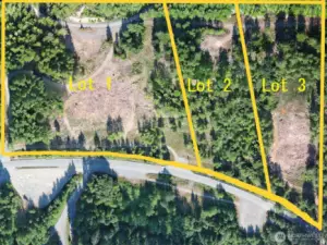 Three parcels available. This parcel is the center one. Approx property lines. See survey map