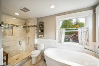 Primary Bath, soaking tub and heated floors