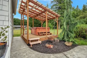 Elevated hot tub off playroom