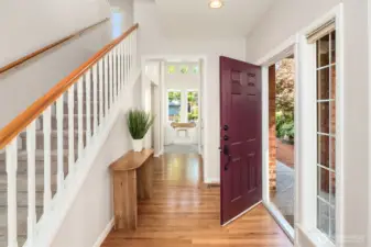 A classic foyer welcomes you with warmth and grace.