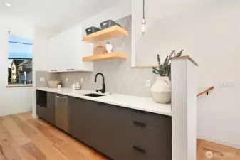 Kitchen has lots of counter space.