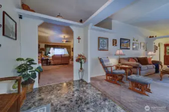 Front Entry, leading to two living rooms.