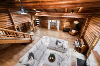 Looking from loft to great room below.