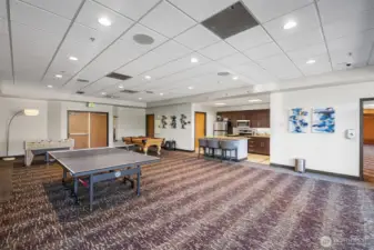 Resident activity and lounge rooms designed for community and entertainment.