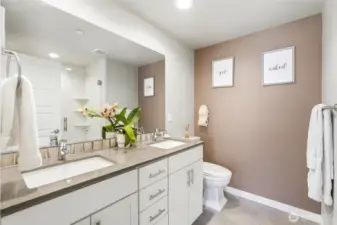 Indulge in the spa-like primary bathroom with heated floors.