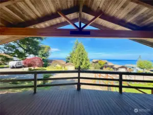Stunning water & mountain view from huge covered deck