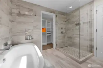 Separate glass framed shower