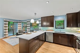 Kitchen with Quartz counters & open to the Family room