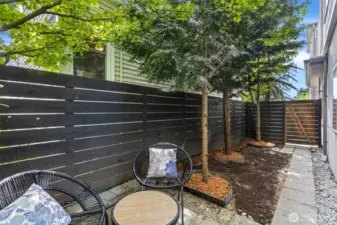 Enclosed back and side yard with access gate.