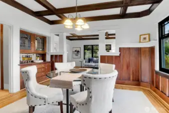 Dining Room with Stunning Wainscotting & Built In China Hutch