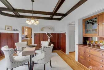 Dining Room with Stunning Wainscotting & Built In China Hutch
