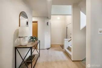 Entry with new floors and paint