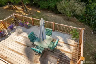 Photo from primary bedroom looking out over the backyard