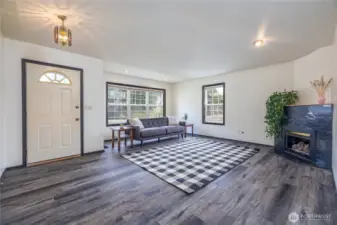 Living room is roomy and bright.