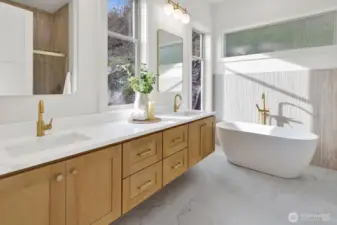 Soak in the designer finishes and large floorplan in the primary bathroom