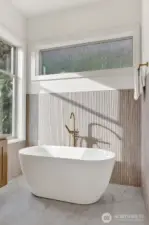 Such a beautiful soaking tub for relaxing at the end of the day and enjoying the view.