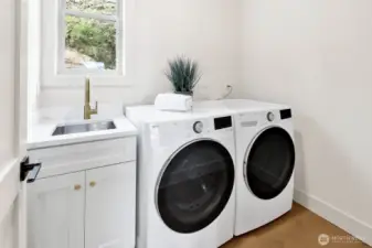 On the main level find a fully equipped laundry room with storage and a sink