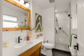 You will LOVE this Bathroom...floors are heated, including the shower pan. Wonderful natural light!