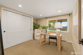 Daylight Lower Level Bedroom is also a wonderful room to use as an Office- large, deep sill window offers a nice view of the yard and is totally private!