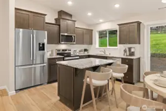 Virtually Staged - Convenient kitchen island - great for everyday meals, food prep, or entertaining!