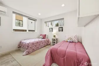 Air conditioned front bedroom on the first level.