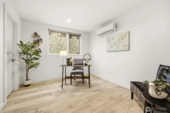 Air conditioned back bedroom (or office/den/bonus room) on the first level.