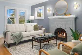 Wood burning fireplace for our chilly NW winters