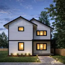 Detached Additional Dwelling Unit - DADU - Behind the main Home. Can be purchased together or individually. Photo is a rendering.