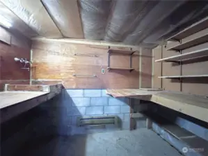 Enclosed workshop space in basement