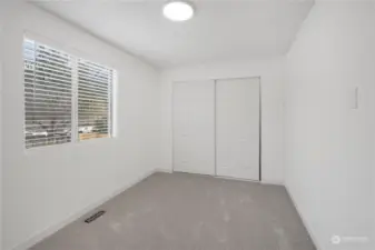 Bedroom 2 with new carpet, paint & window coverings