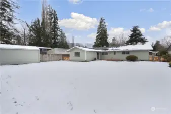 Level Fenced Backyard w/ Patio & Utility Shed