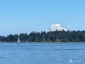 Photo of Mount Rainier taken from Sandy beach.