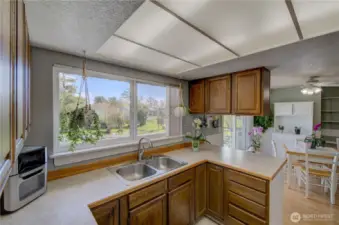 Looking through the kitchen to the dining room.