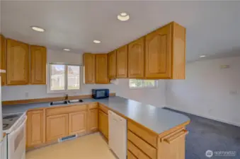 Apartment living, kitchen and dining area