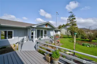 Rear deck looking from the main house towards the apartment