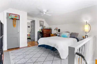 Walk-through room has a closet for storage.