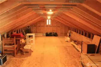 From the Bonus room, there is an attic storage space, the footprint of the garage.
