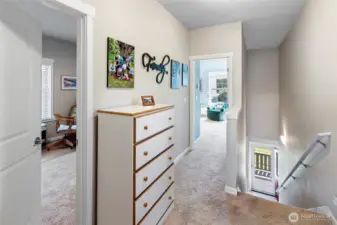 Upper landing leading to three bedrooms and full bath.