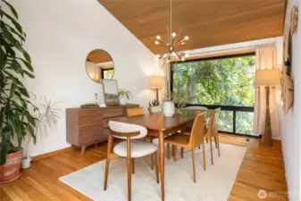 There's room for everyone at the table in this spacious and bright dining area.