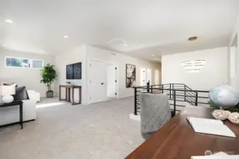 Flex living space upstairs has plenty of natural light