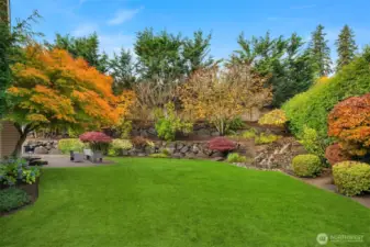 Water feature integrated into the landscaping
