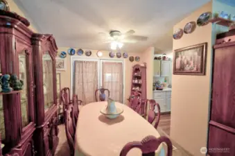 Dining Room. French Doors lead to Partially finished addition.