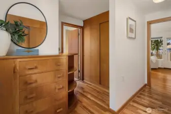 Great use of space with custom built in dresser at the entry of your primary suite.